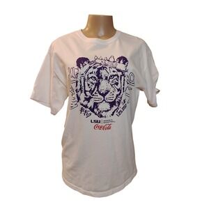 LSU Tigers Womens Basketball Coca-Cola Graphic T-Shirt White Large M&O Gold 4800